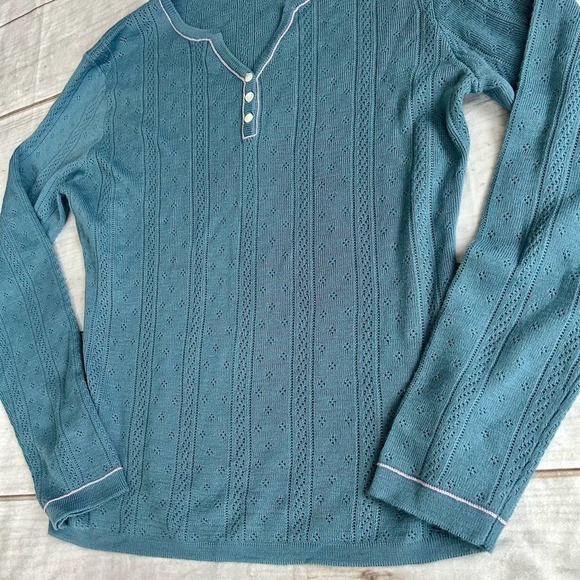 Oobe Henley fitted wool blend lightweight knit eyelets prep base layer Large‌‌‌ - Picture 3 of 10